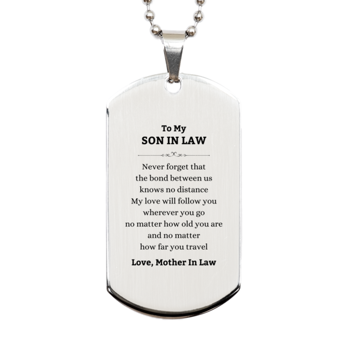 Son In Law Silver Dog Tag Necklace - Love, Mother In Law | Birthday Gift