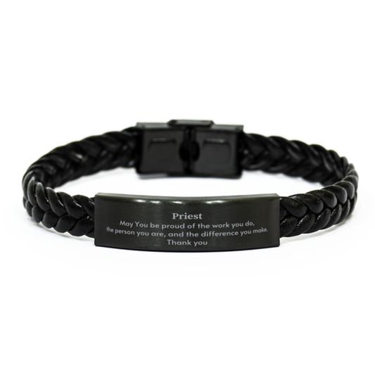 Priest Braided Leather Bracelet - May You Be Proud | Retirement Gift