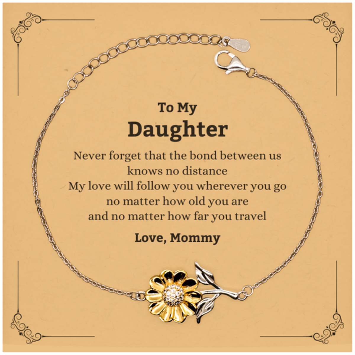 Daughter Adjustable Sunflower Bracelet - Love, Mommy | Birthday Gift