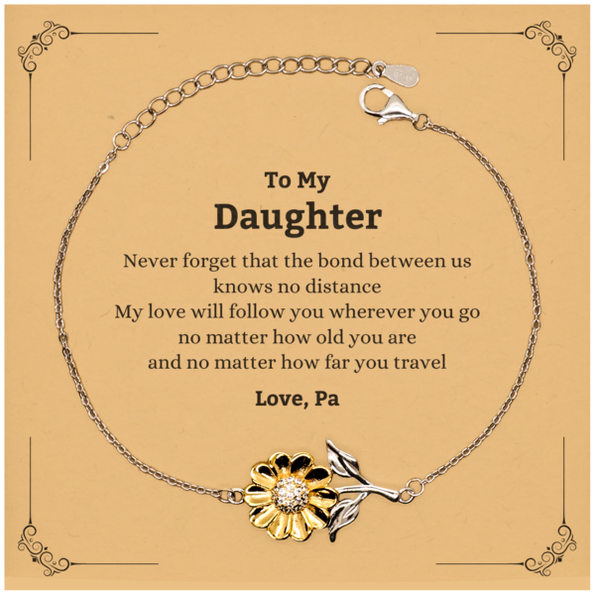 Daughter Adjustable Sunflower Bracelet - Love, Pa | Birthday & Graduation Gift