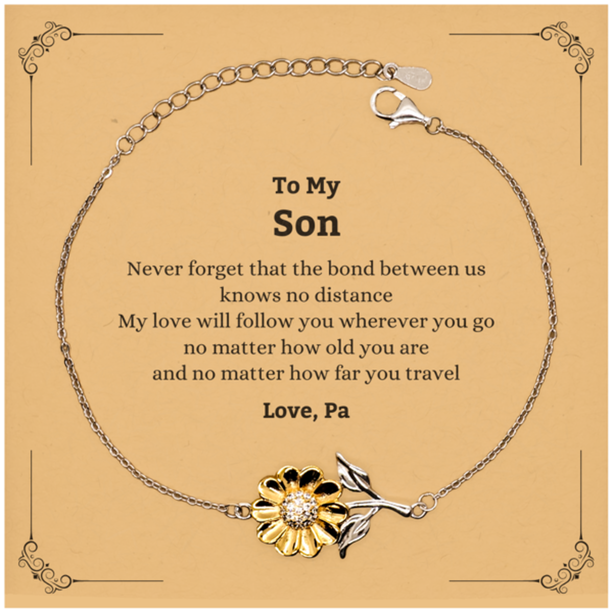 Son Adjustable Sunflower Bracelet - Love, Pa | Thoughtful Gift for Any Occasion