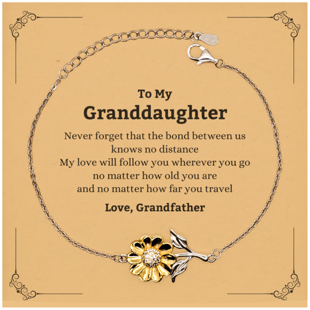 Granddaughter Sunflower Bracelet - Love Across Distance | Birthday & Graduation Gift
