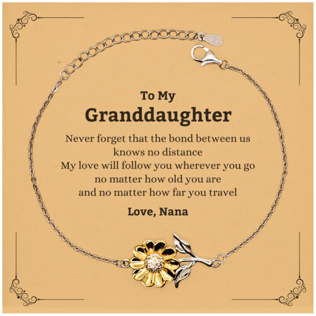 Granddaughter Sunflower Bracelet - Love from Nana | Birthday Gift