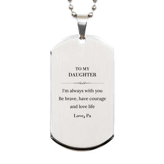 Daughter Silver Dog Tag Necklace - Inspirational Message | Graduation Gift