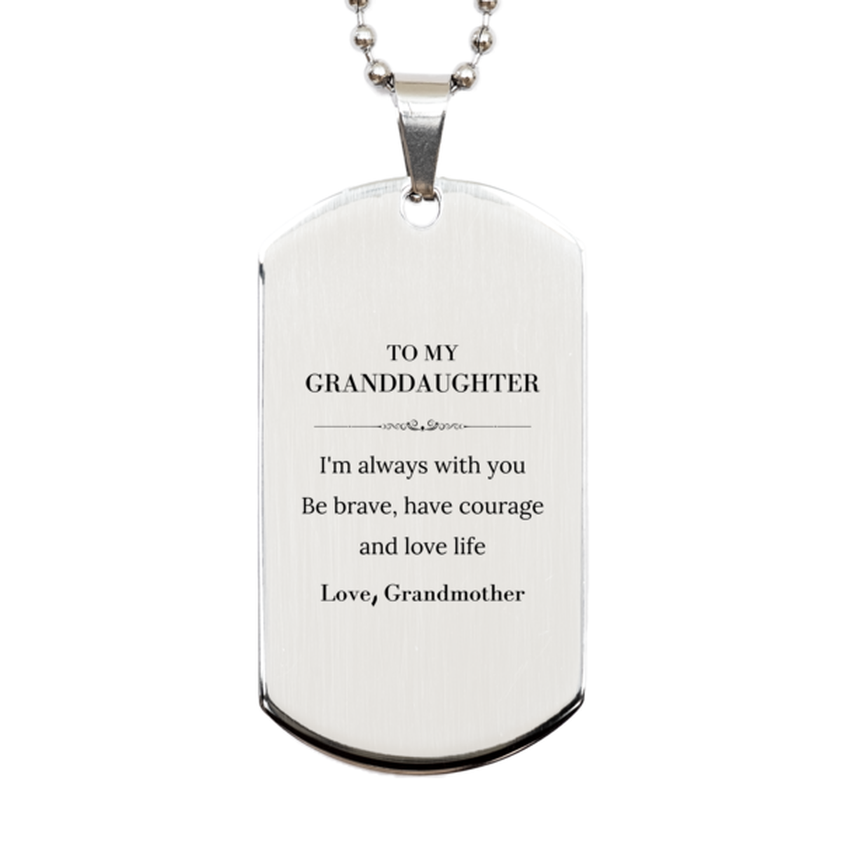 Granddaughter Silver Dog Tag Necklace - I'm Always With You | Inspirational Gift