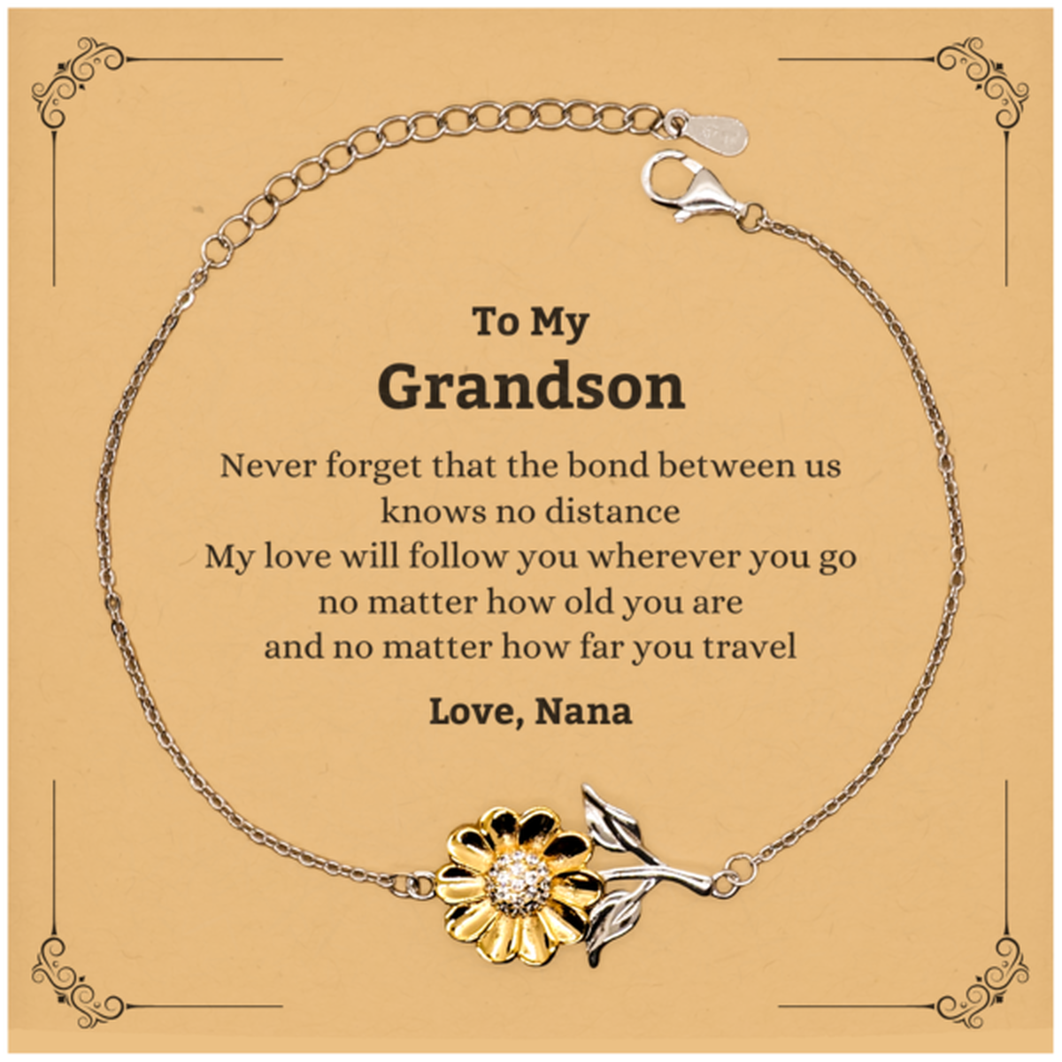 Grandson Sunflower Bracelet - Love, Nana | Birthday & Graduation Gift