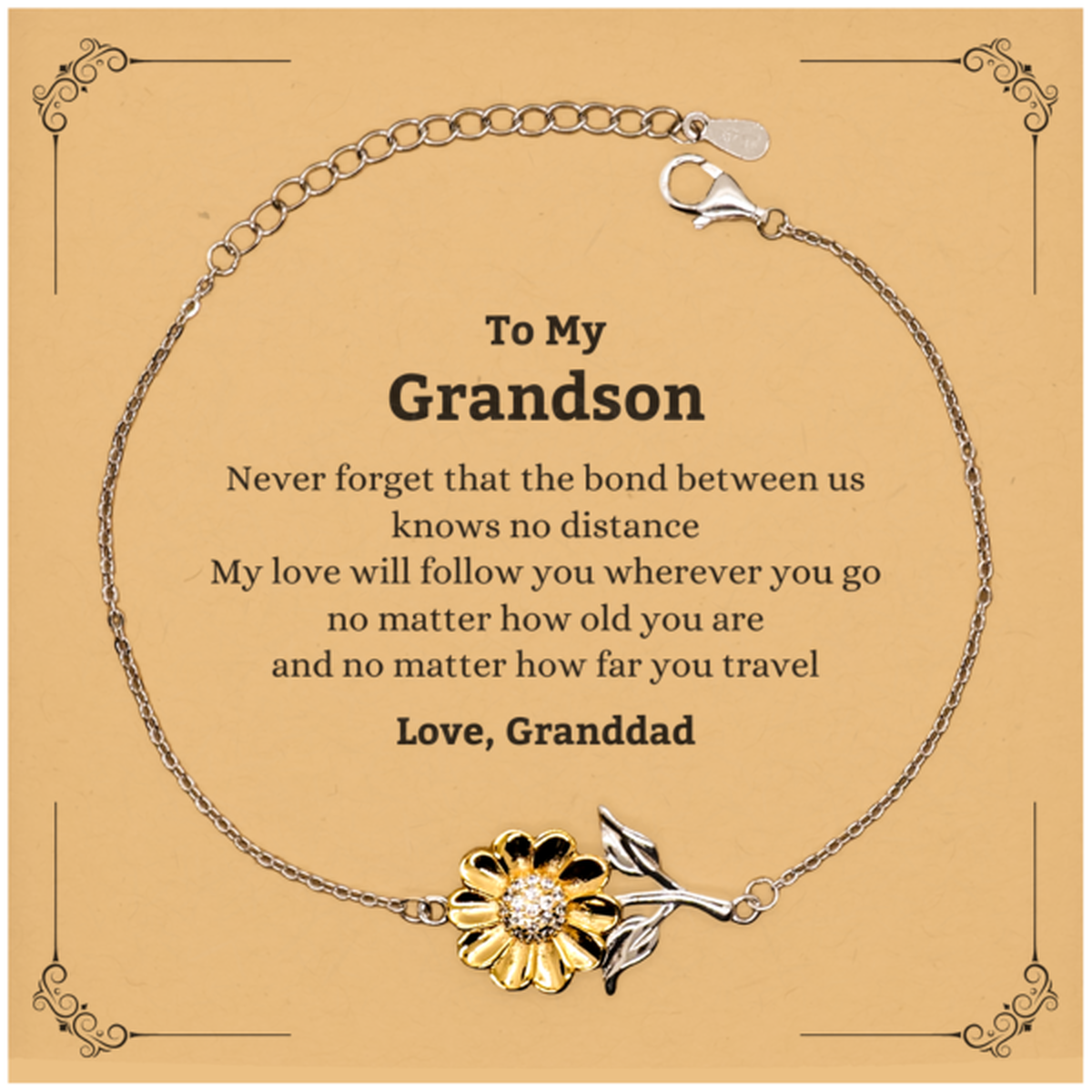 Grandson Adjustable Sunflower Bracelet - Love Across Distance | Birthday Gift