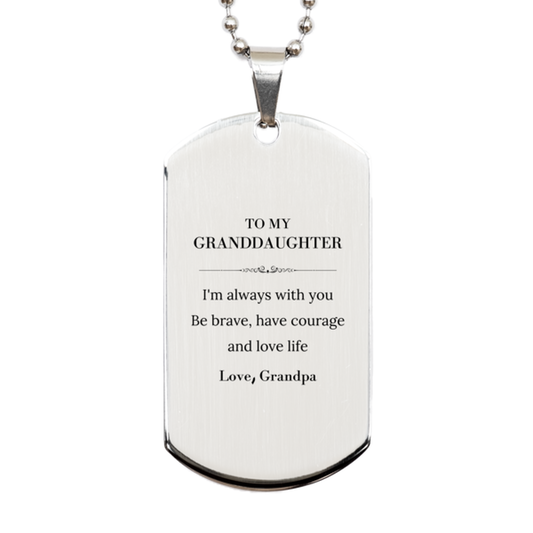 Granddaughter Silver Dog Tag Necklace - I'm Always With You | Inspirational Gift