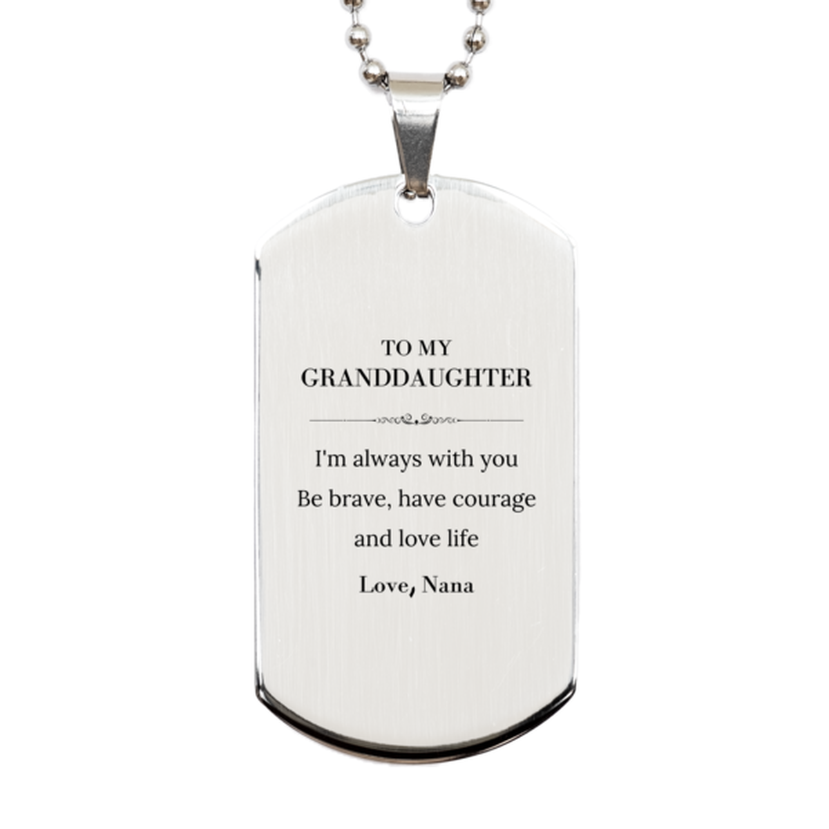 Granddaughter Silver Dog Tag Necklace - I'm Always With You | Birthday, Christmas Gift