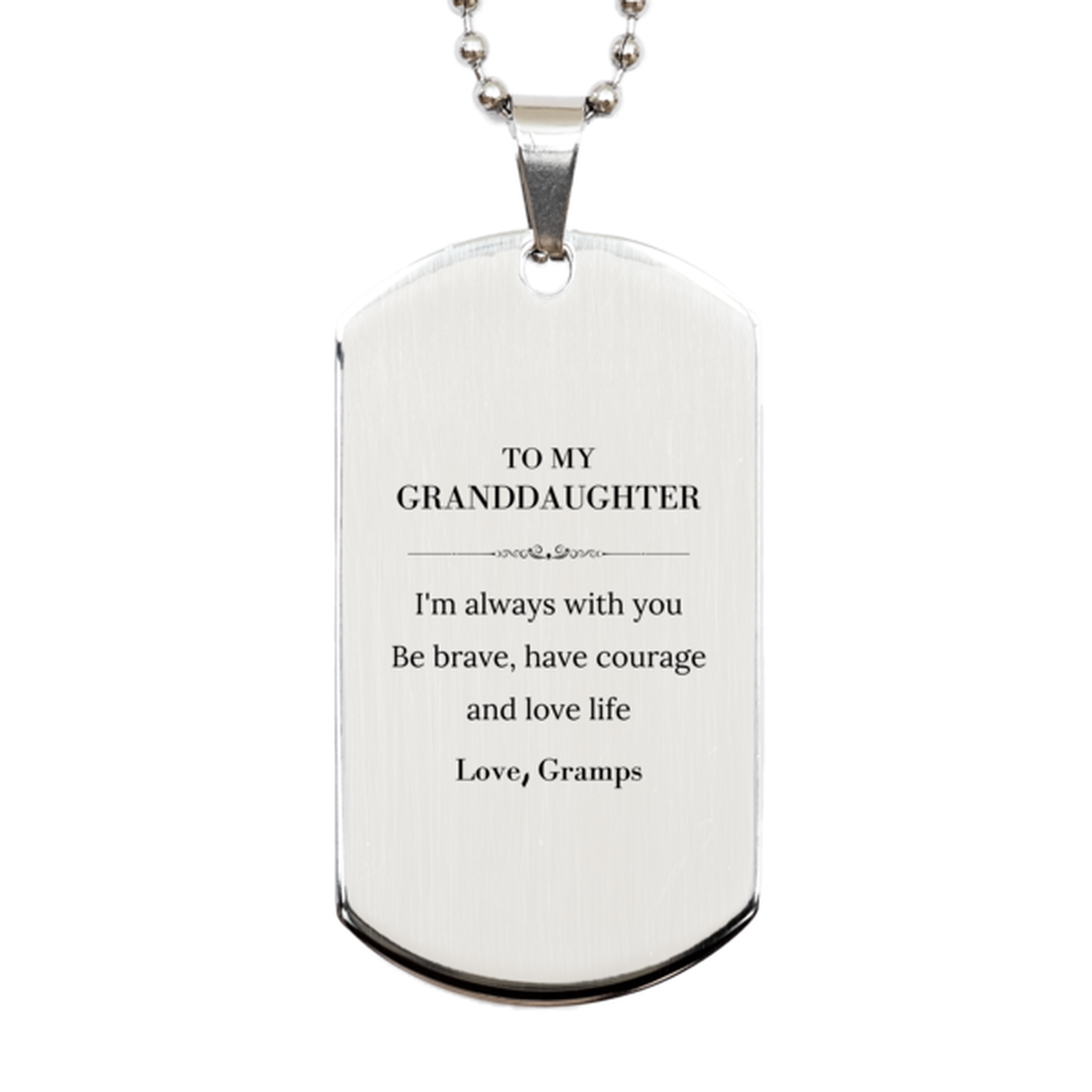 Granddaughter Silver Dog Tag Necklace - I'm Always With You | Inspirational Gift