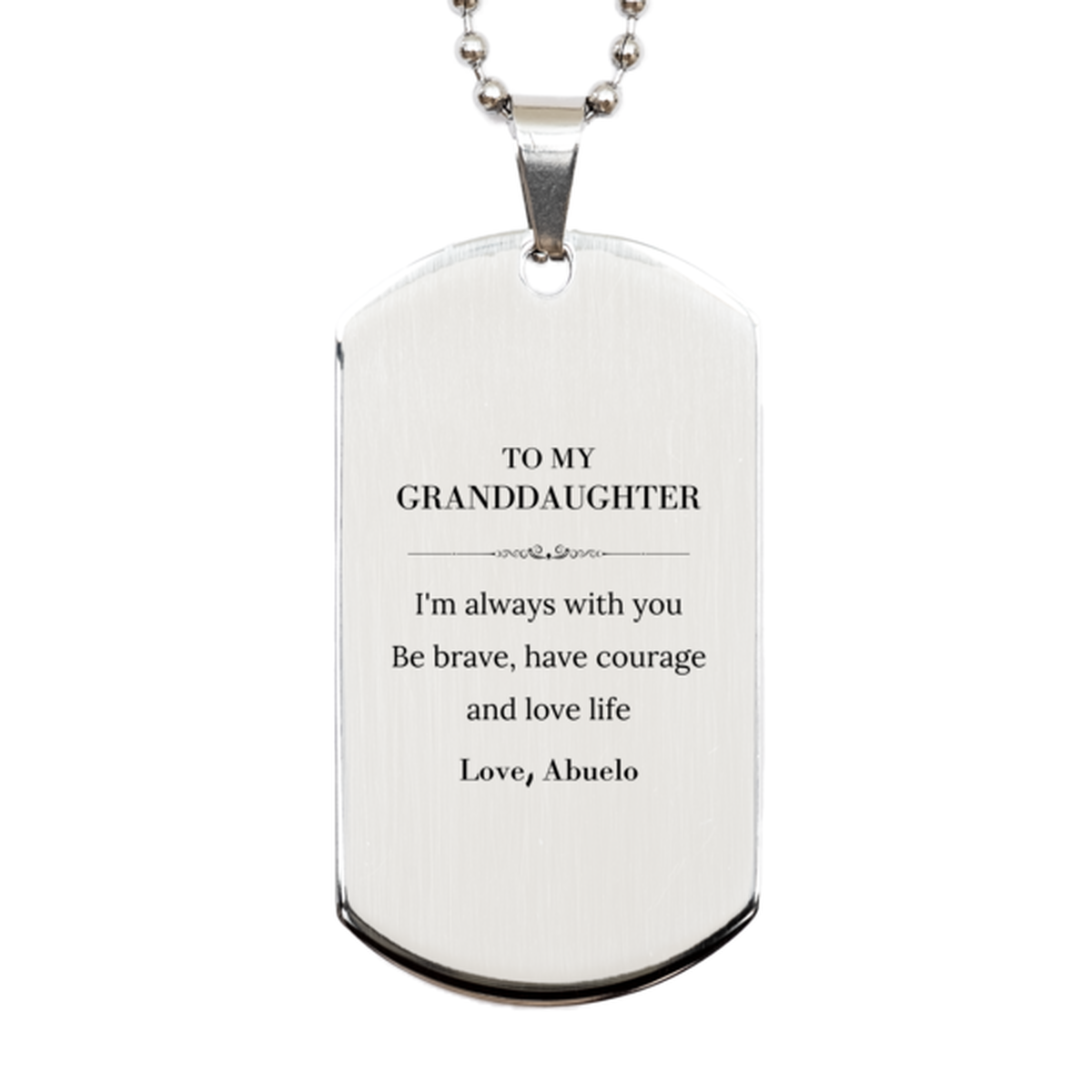 Granddaughter Silver Dog Tag Necklace - I'm Always With You | Inspirational Gift