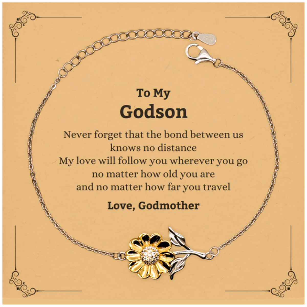 Godson Sunflower Bracelet - Love, Godmother | Birthday & Graduation Gift