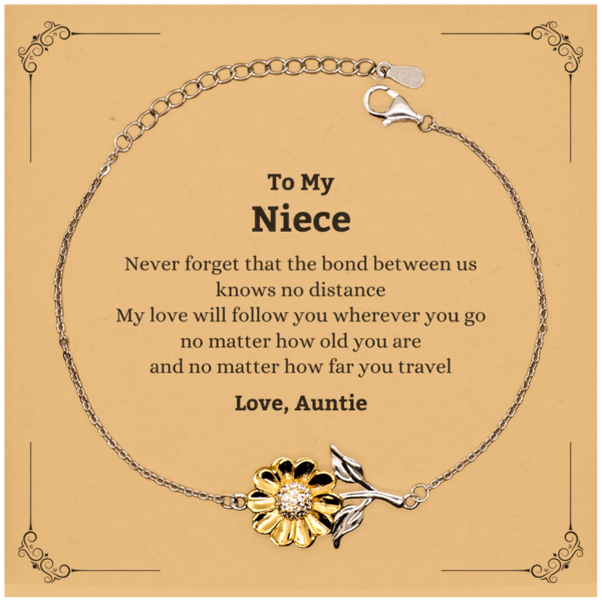 Niece Sunflower Bracelet - Love Across Distances | Birthday & Graduation Gift