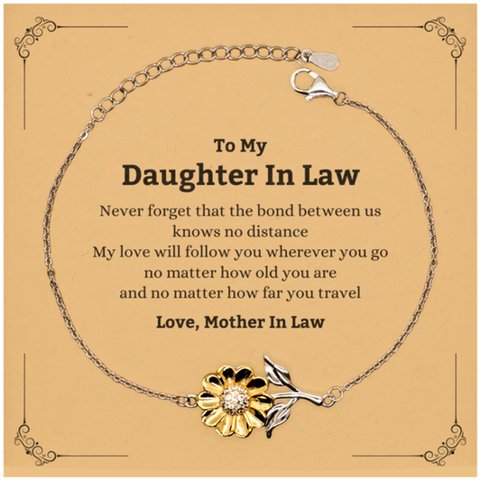 Daughter In Law Adjustable Sunflower Bracelet - Love Across Distances | Birthday Gift