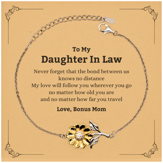 Daughter In Law Sunflower Bracelet - Love, Bonus Mom | Birthday Gift