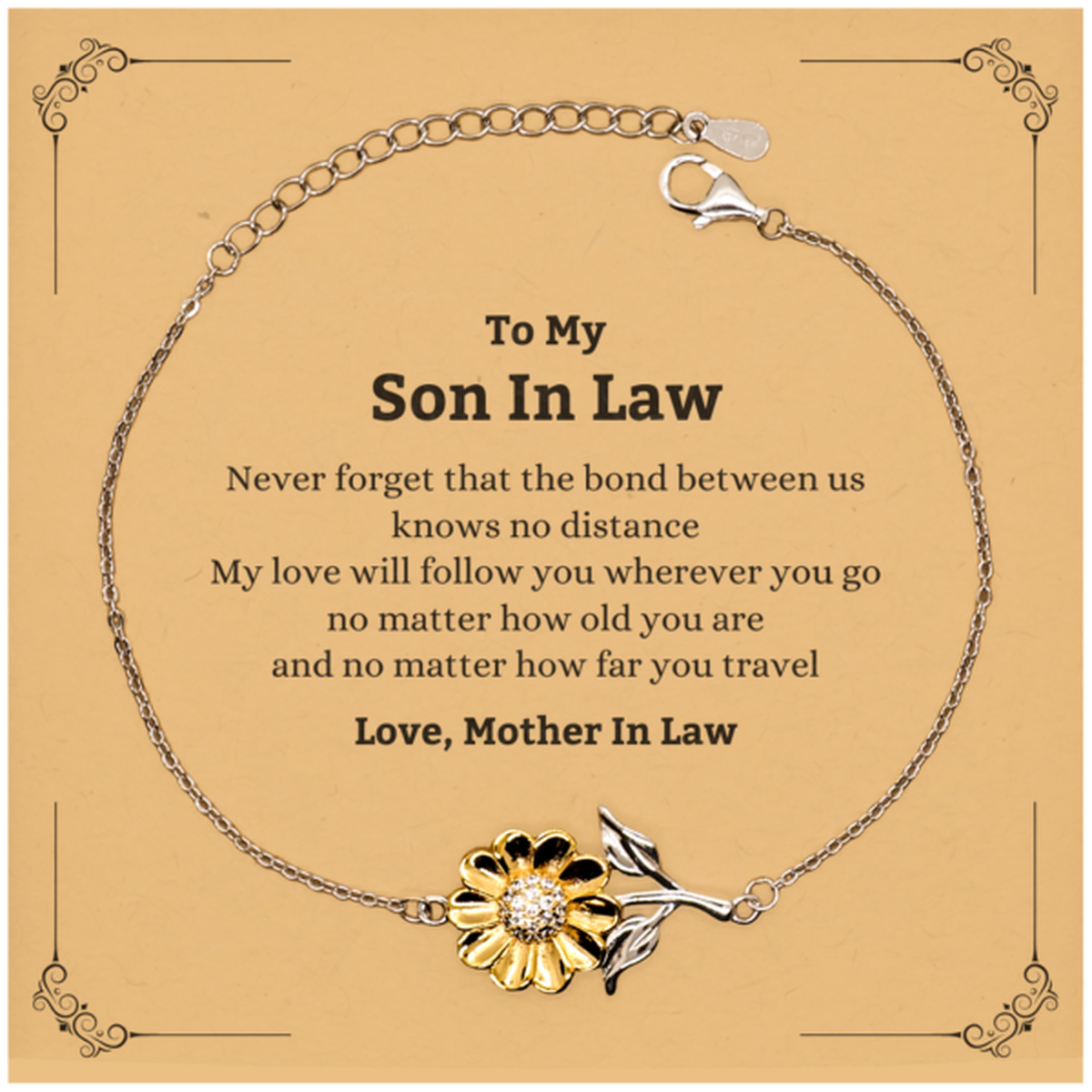 Son In Law Adjustable Sunflower Bracelet - Love Across Distances | Birthday Gift