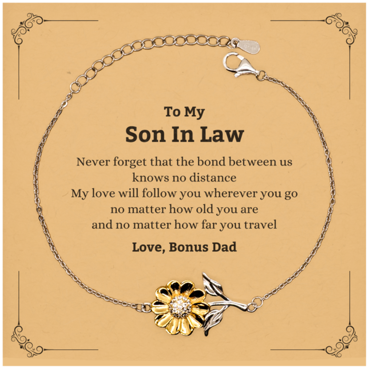 Son In Law Adjustable Sunflower Bracelet - Love Across Distances | Perfect Gift