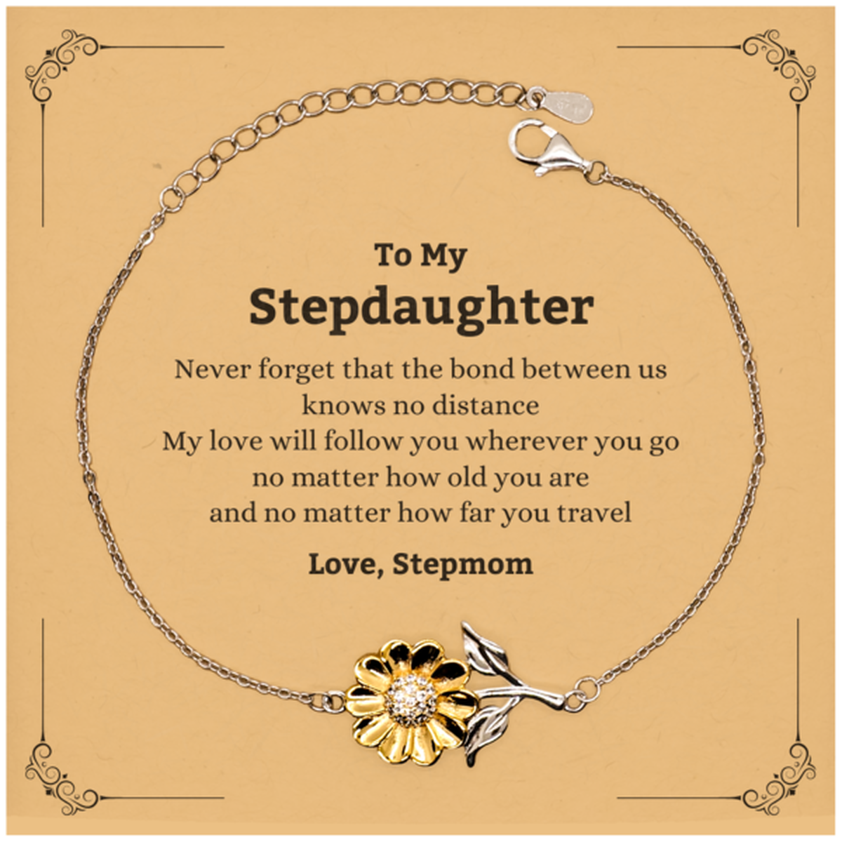 Stepdaughter Adjustable Sunflower Bracelet - Love, Stepmom | Birthday & Graduation Gift