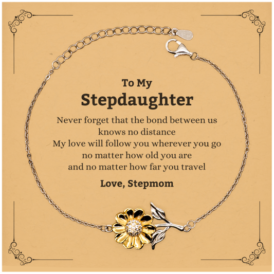 Stepdaughter Adjustable Sunflower Bracelet - Love, Stepmom | Birthday & Graduation Gift