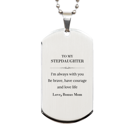 Stepdaughter Silver Dog Tag Necklace - I'm Always With You | Inspirational Gift