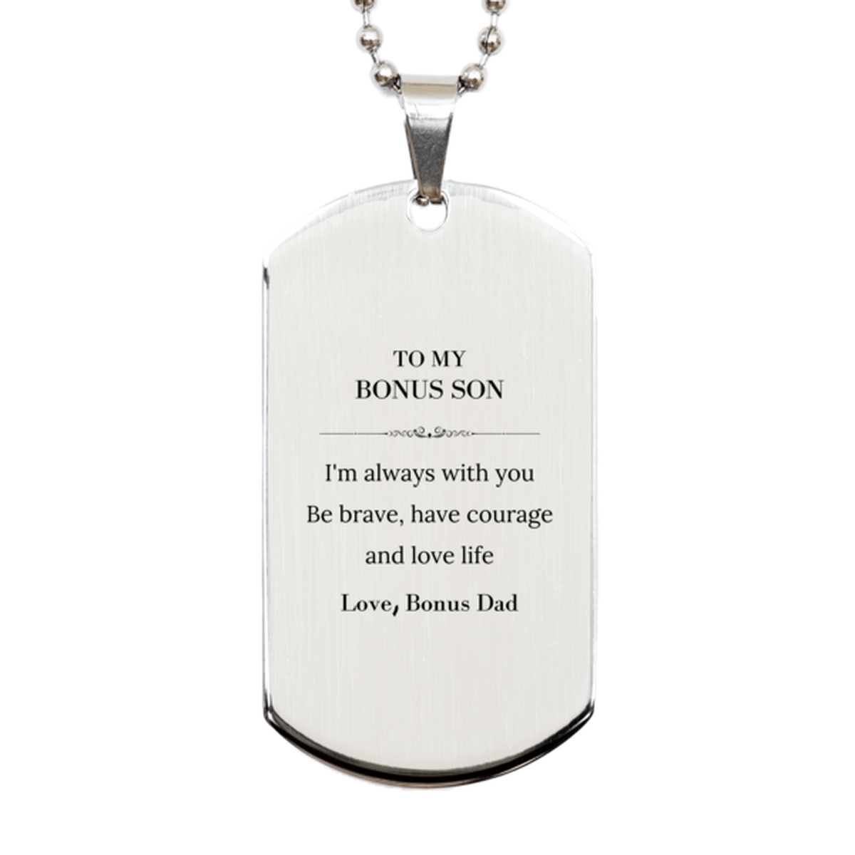 Bonus Son Silver Dog Tag Necklace - I'm Always With You | Christmas Gift
