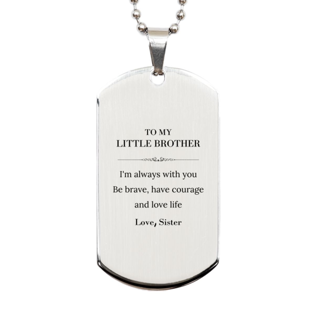 Little Brother Silver Dog Tag Necklace - I'm Always With You | Christmas Gift