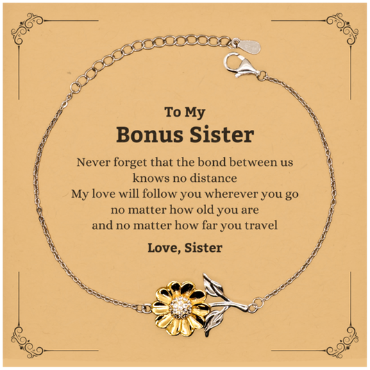 Bonus Sister Adjustable Sunflower Bracelet - Love, Sister | Birthday Gift