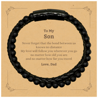 Load image into Gallery viewer, Son Adjustable Stone Leather Bracelet - Love, Dad | Graduation Gift
