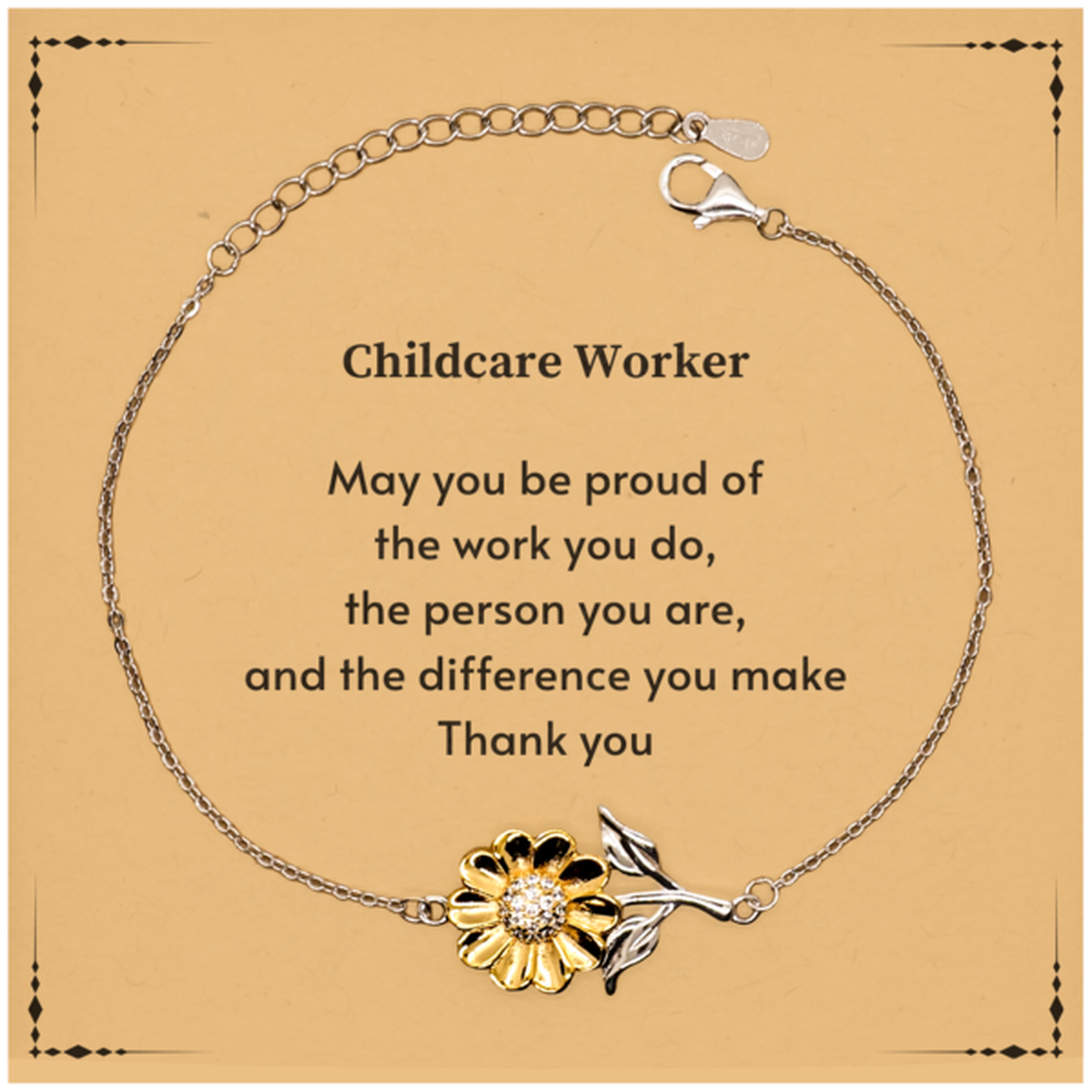 Childcare Worker Sunflower Bracelet - May You Be Proud | Retirement Gift