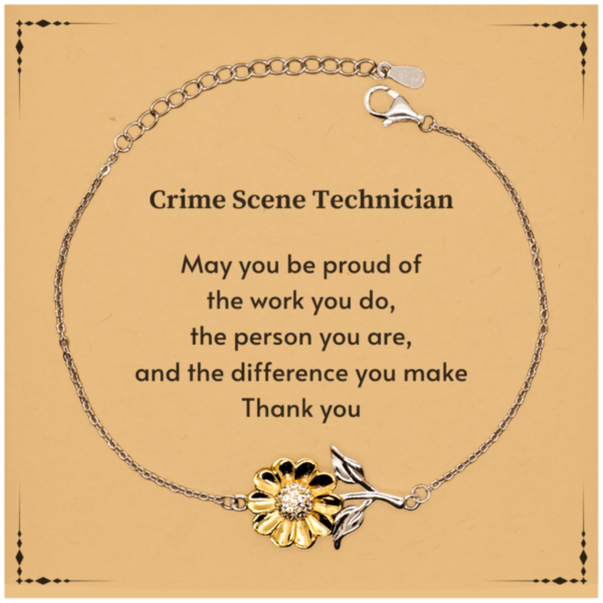 Crime Scene Technician Sunflower Bracelet - May You Be Proud | Retirement Gift