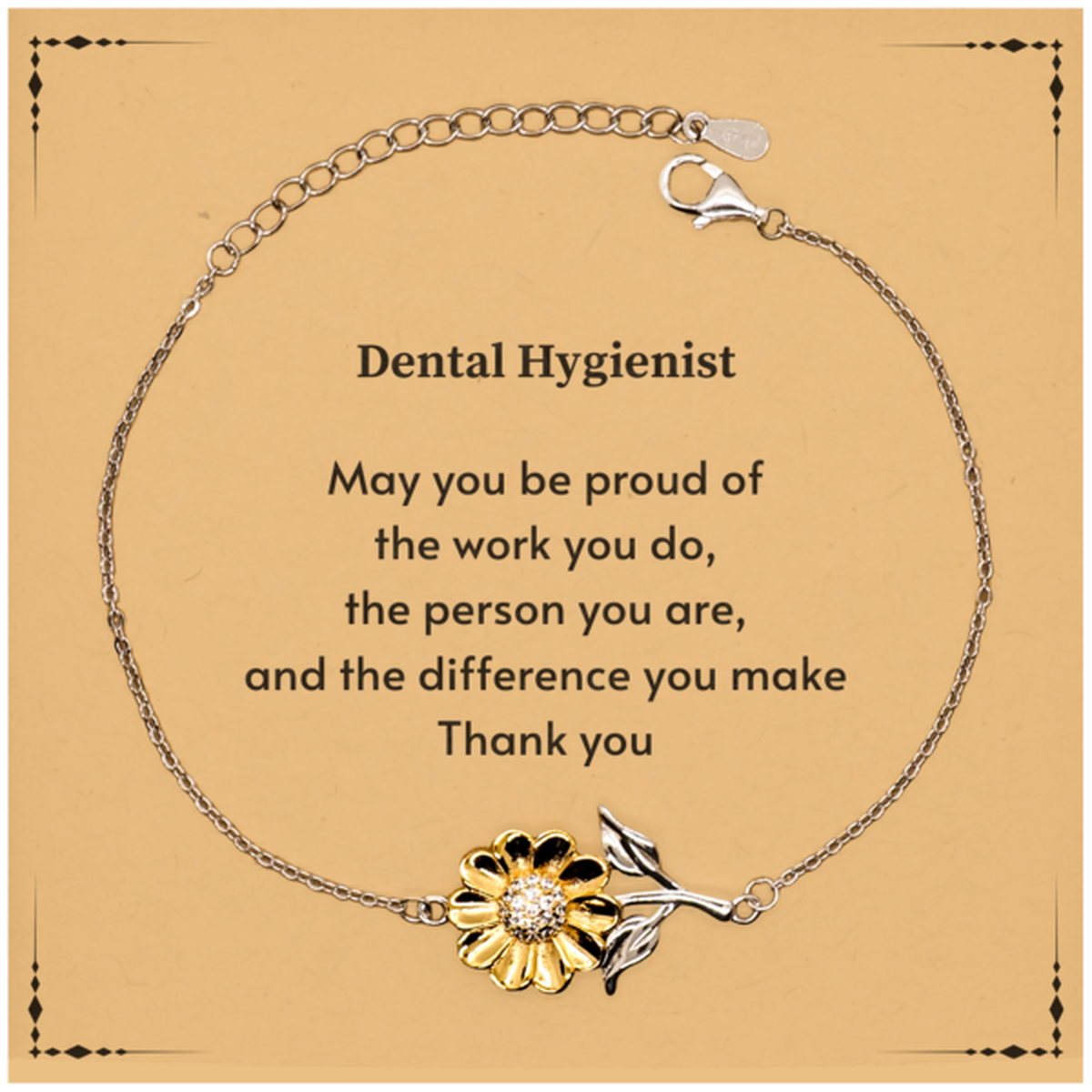Dental Hygienist Sunflower Bracelet - May You Be Proud | Retirement Gift