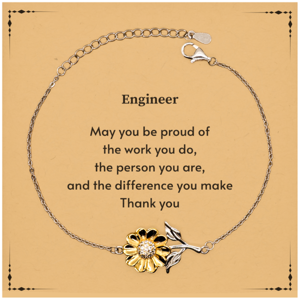 Heartwarming Sunflower Bracelet Retirement Coworkers Gifts for Engineer, Engineer May You be proud of the work you do, the person you are Gifts for Boss Men Women Friends