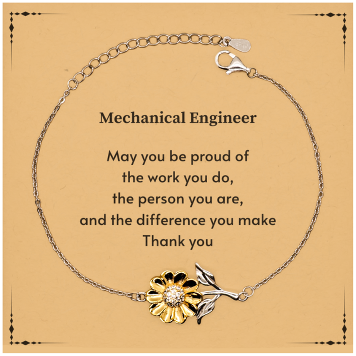 Mechanical Engineer Sunflower Bracelet - May You Be Proud | Retirement Gift