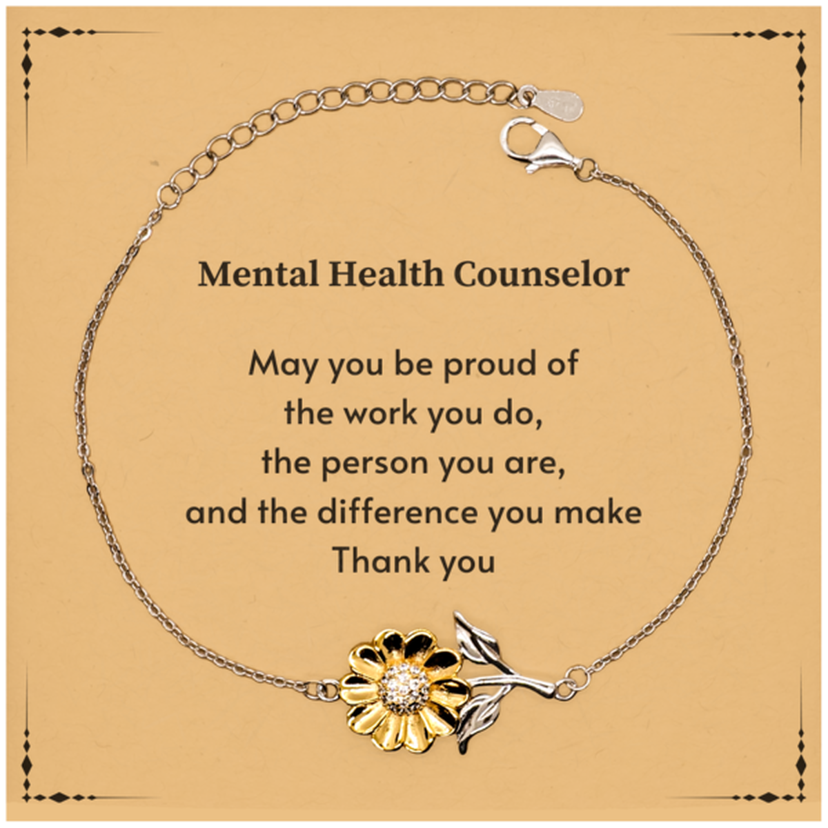 Mental Health Counselor Sunflower Bracelet - May You Be Proud | Retirement Gift