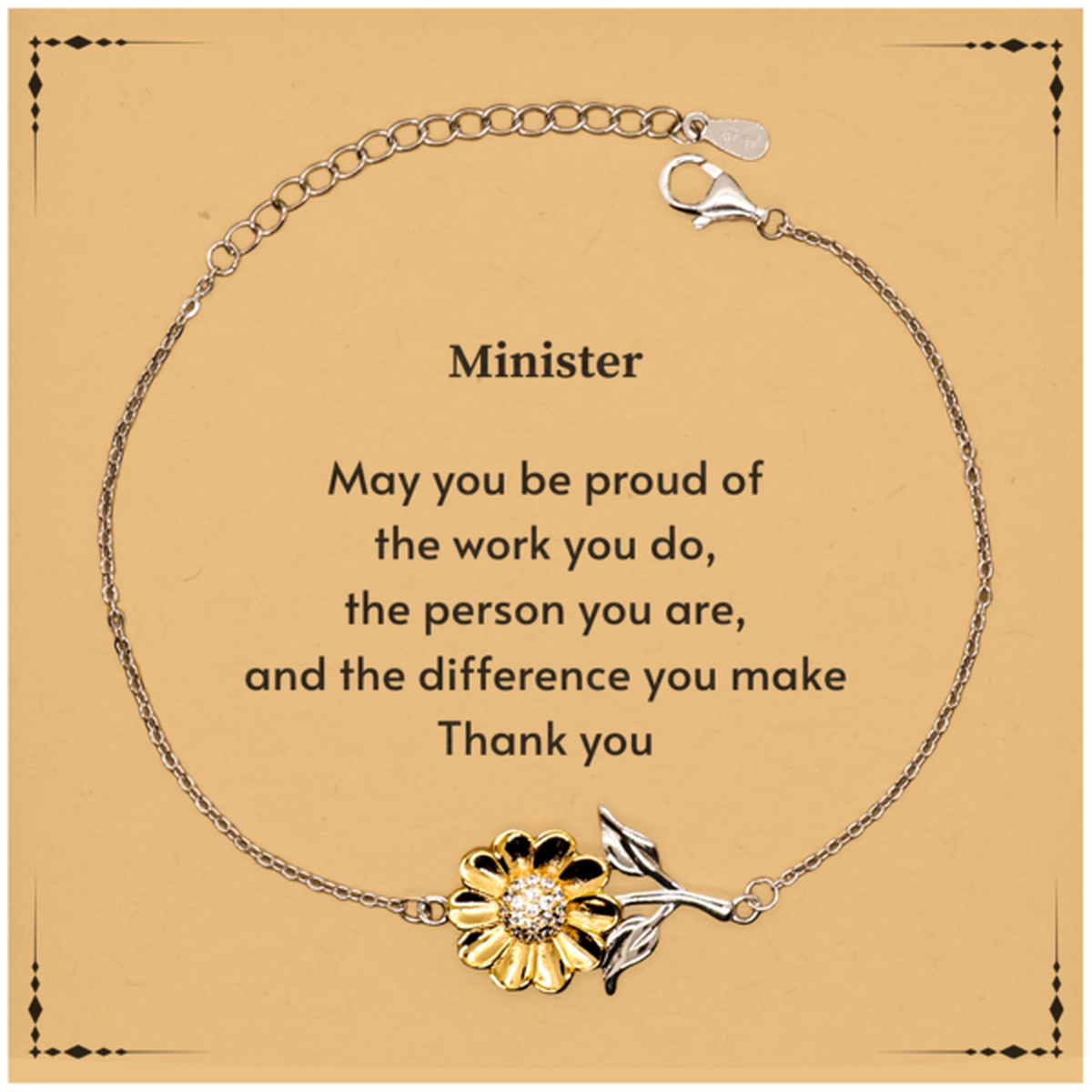 Heartwarming Sunflower Bracelet Retirement Coworkers Gifts for Minister, Minister May You be proud of the work you do, the person you are Gifts for Boss Men Women Friends