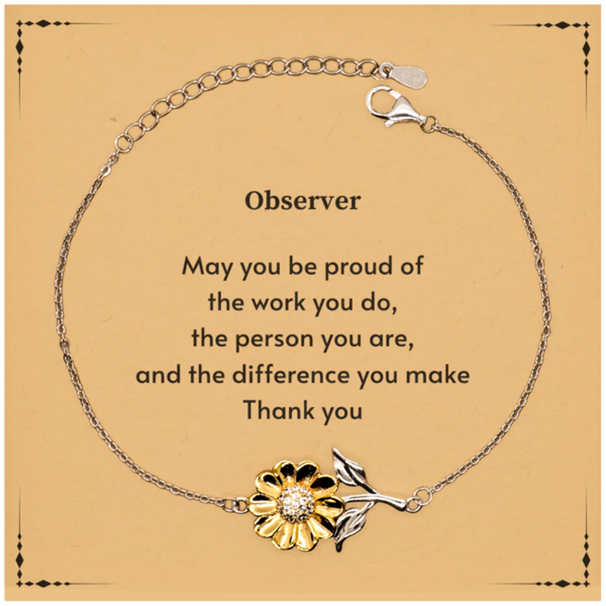 Observer Sunflower Bracelet - May You Be Proud Design | Retirement Gift