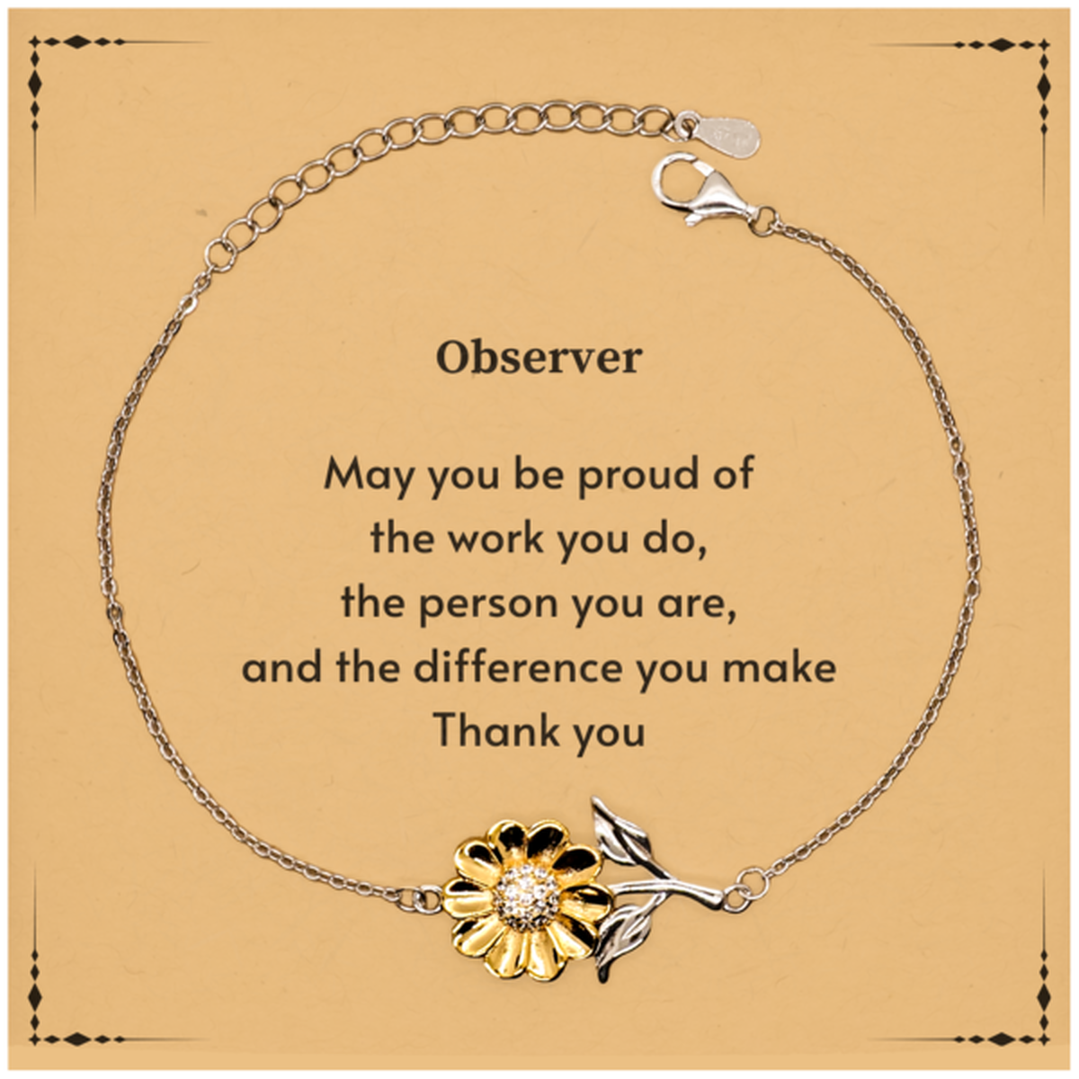 Heartwarming Sunflower Bracelet Retirement Coworkers Gifts for Observer, Observer May You be proud of the work you do, the person you are Gifts for Boss Men Women Friends