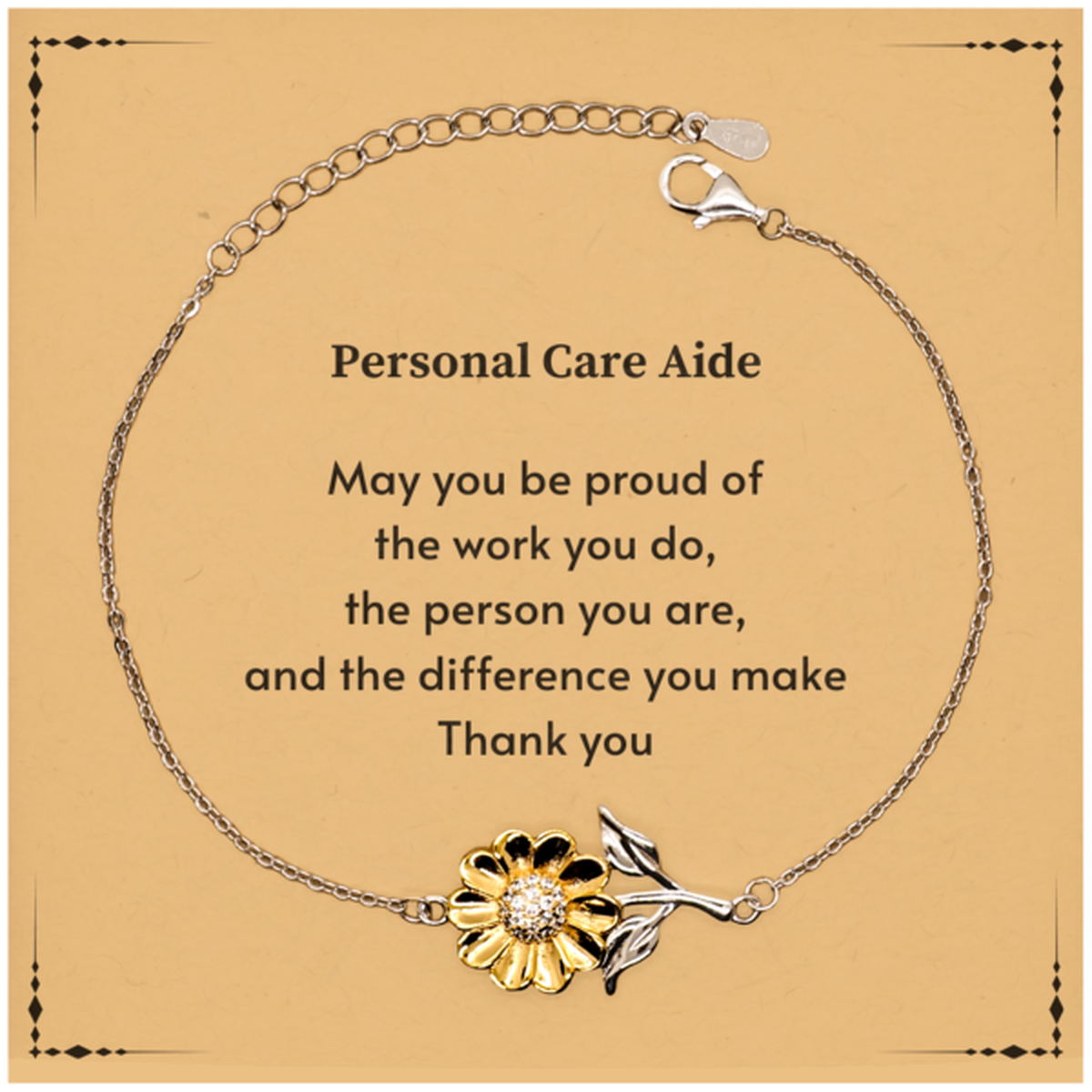 Personal Care Aide Sunflower Bracelet - May You Be Proud | Retirement Gift