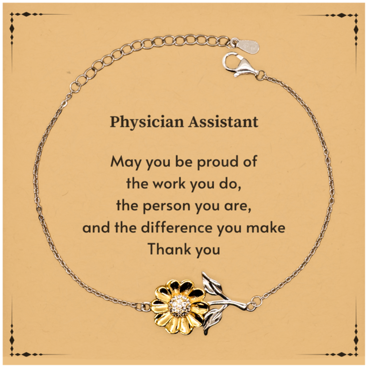 Physician Assistant Sunflower Bracelet - May You Be Proud | Retirement Gift