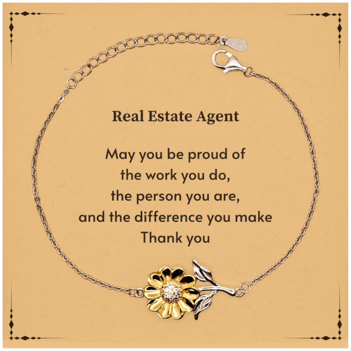 Real Estate Agent Sunflower Bracelet - May You Be Proud | Retirement Gift