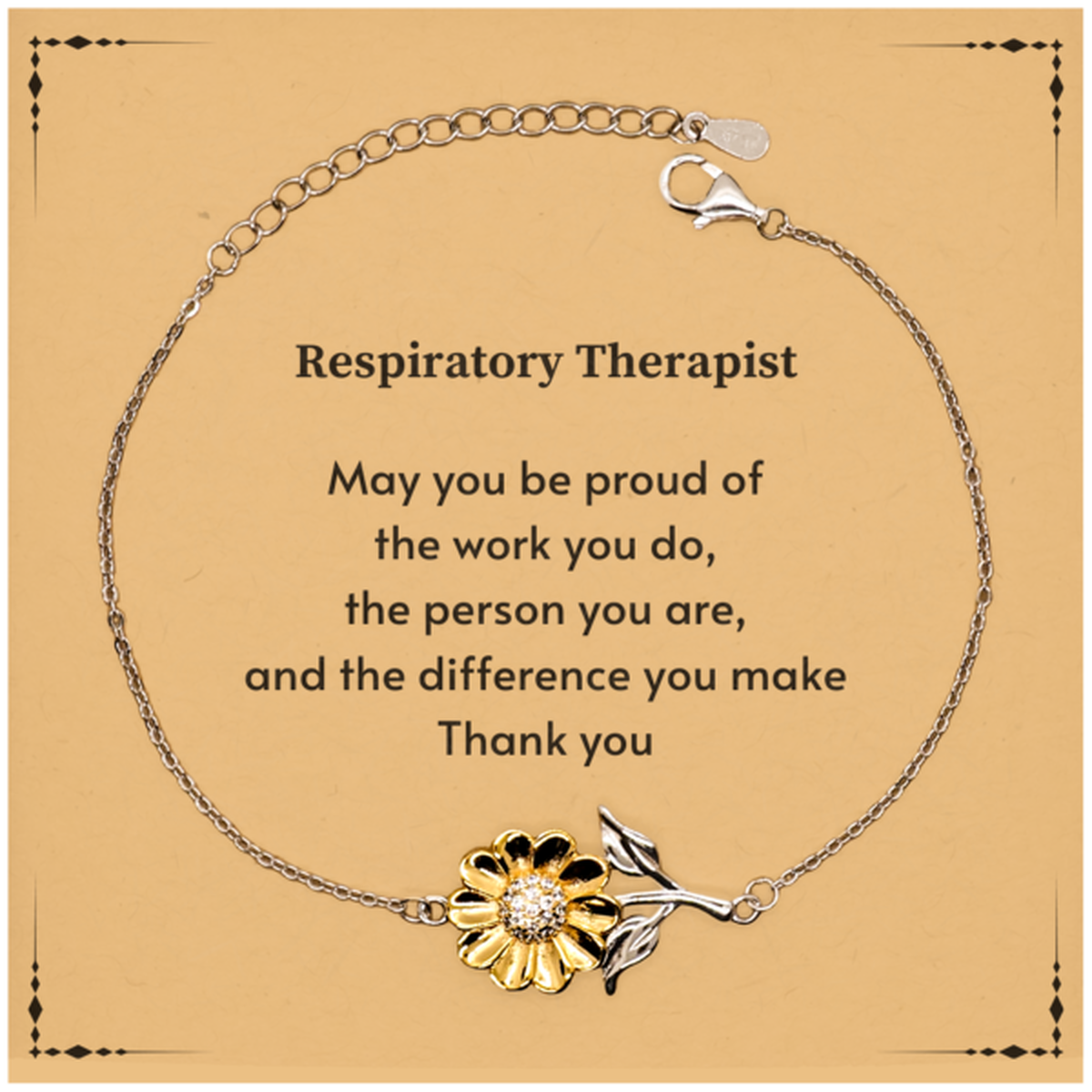 Respiratory Therapist Sunflower Bracelet - May You Be Proud | Retirement Gift