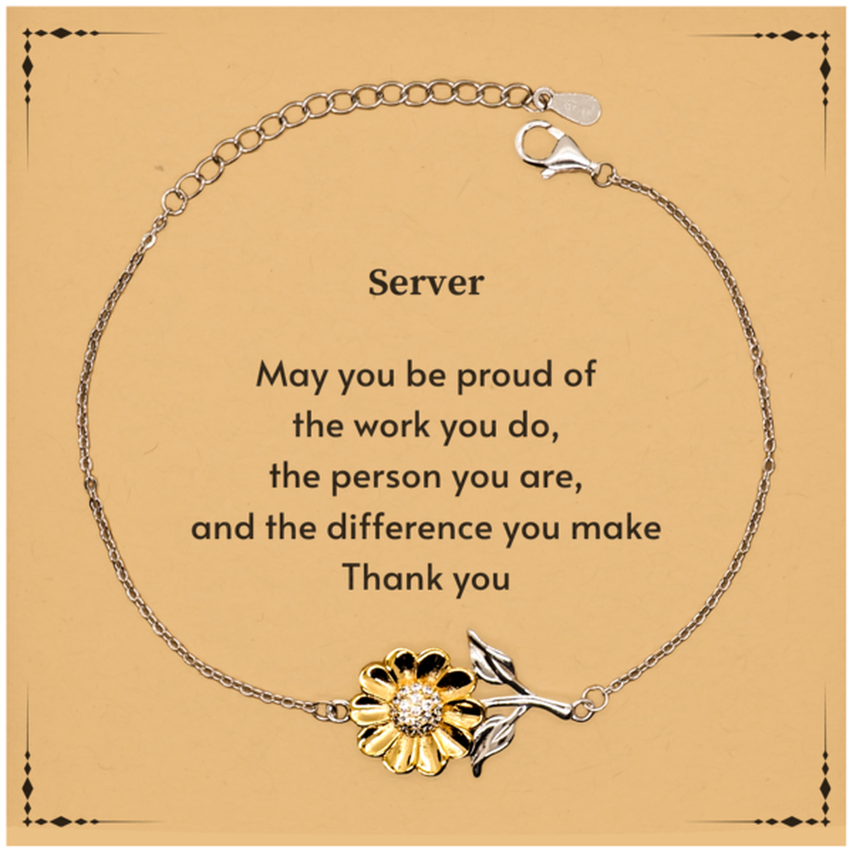 Heartwarming Sunflower Bracelet Retirement Coworkers Gifts for Server, Server May You be proud of the work you do, the person you are Gifts for Boss Men Women Friends