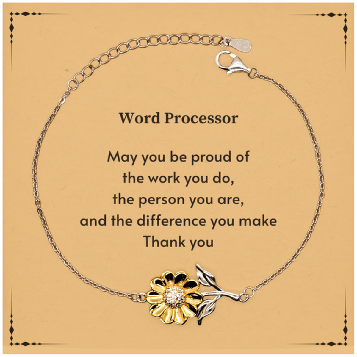 Word Processor Sunflower Bracelet - May You Be Proud | Retirement Gift