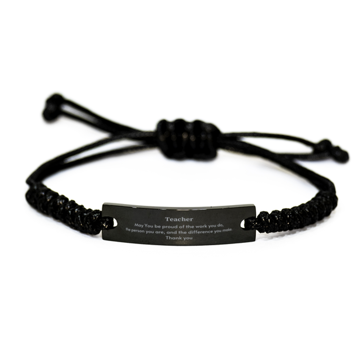 Teacher Black Rope Bracelet - Heartwarming Message | Retirement Gift