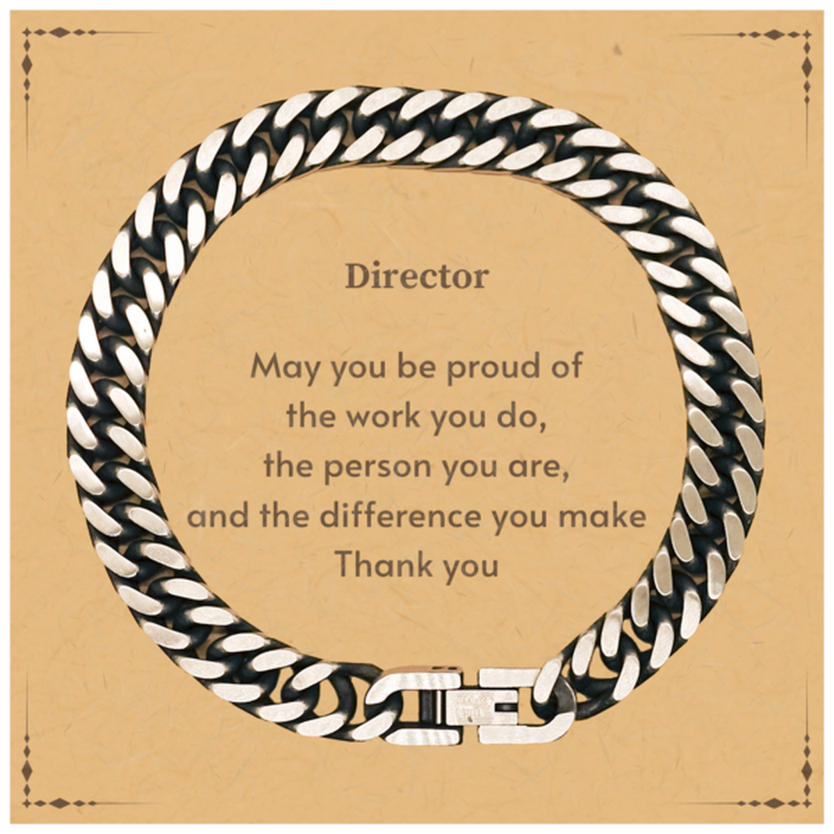 Heartwarming Cuban Link Chain Bracelet Retirement Coworkers Gifts for Director, Director May You be proud of the work you do, the person you are Gifts for Boss Men Women Friends