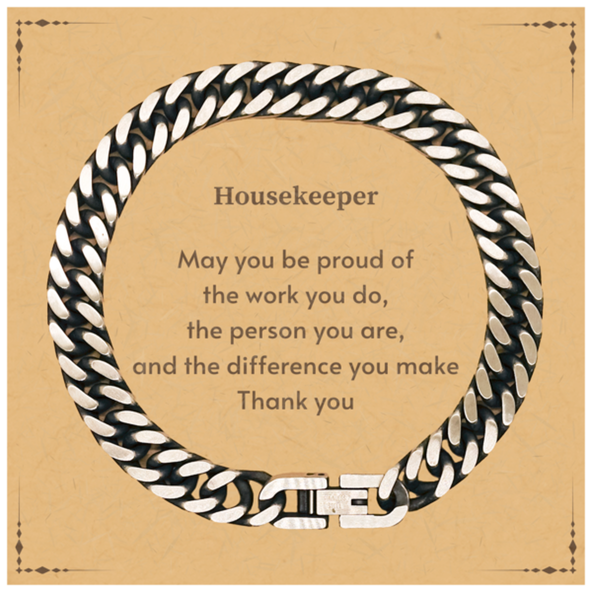 Housekeeper Cuban Link Chain Bracelet - May You Be Proud | Retirement Gift