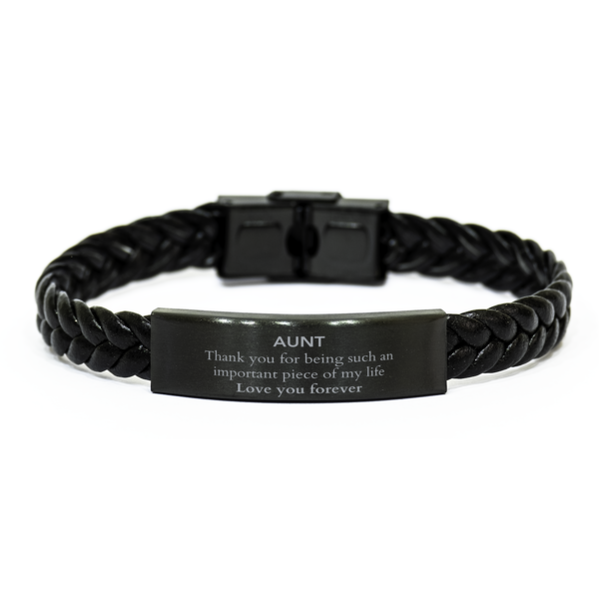 Aunt Braided Leather Bracelet - Thank You for Being You | Birthday Gift