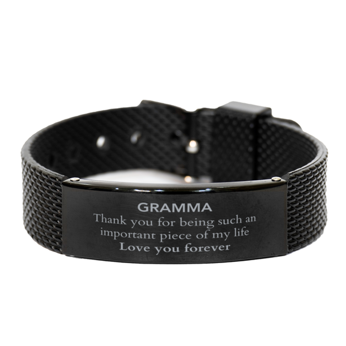 Gramma Black Engraved Bracelet - Thank You for Being Such an Important Piece of My Life | Birthday Gift