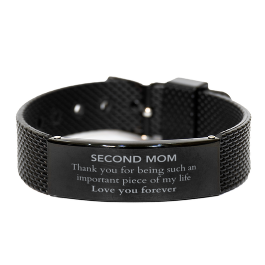 Second Mom Black Shark Mesh Bracelet - Thank You for Being Such an Important Piece of My Life | Birthday Gift