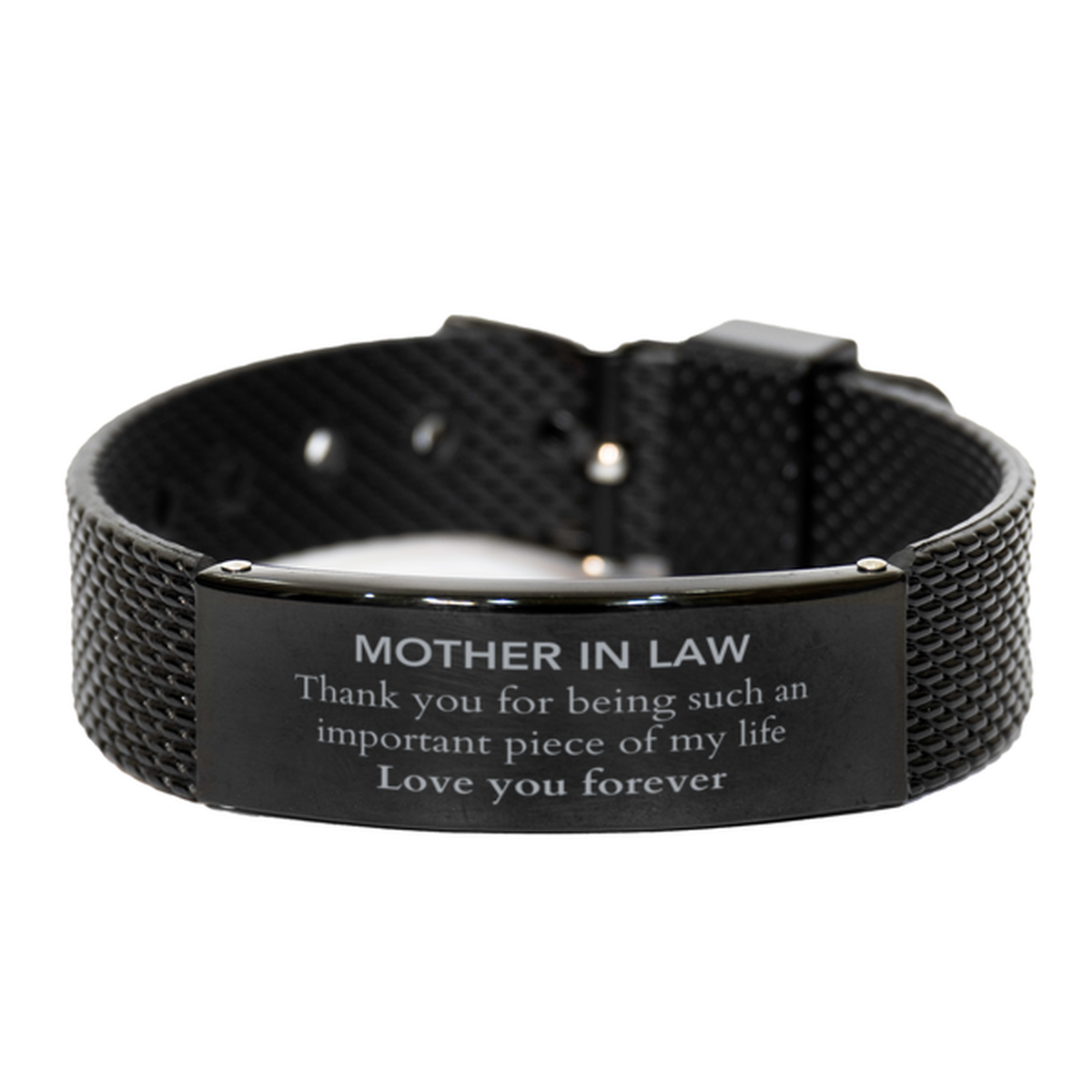 Appropriate Mother In Law Black Shark Mesh Bracelet Epic Birthday Gifts for Mother In Law Thank you for being such an important piece of my life Mother In Law Christmas Mothers Fathers Day